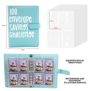 Planificador de presupuesto financiero de cuero PU de calidad superior, sobres en efectivo de 100 días, Desafíos de <span class=keywords><strong>ahorro</strong></span>, planificación de libros para ahorrar $5050 - Product Image 3