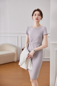 Novo Design Vestido Longo Rosa de Verão ODM OEM Elegante para Mulheres, Roupa de Trabalho Simples e Generosa, Conjunto Formal - Product Image 3