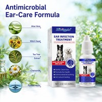 Gouttes auriculaires pour animaux Zourunan 60ml, sûres pour les animaux, écologiques, extraits naturels, nettoient en douceur la saleté et la cire, carton 12cm, flacon 11cm, vente en gros OEM