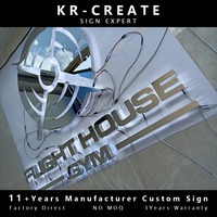 Lettres en relief personnalisées pour extérieur en métal chromé brossé 3D, acier inoxydable, acrylique, avec rétroéclairage LED pour boutique