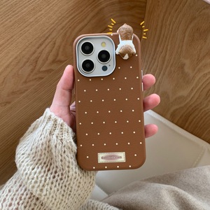 Funda de Teléfono con Textura de Cuero y Diseño de Gato 3D con Puntos Estilo Coreano, Moderna y Protectora para iPhone 16 ProMax 17 - Product Image 2