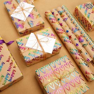 Factory Wholesale Disposable Coated Gift <b>Wrapping</b> <b>Paper</b> 43x300cm Embossing Colorful Roll Packaging - Product Image 5