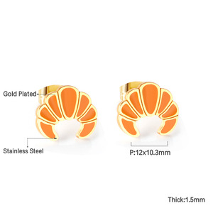 Creativo lindo Acero inoxidable Pizzas croissant panadería <span class=keywords><strong>berenjena</strong></span> lindos pendientes divertidos <span class=keywords><strong>hamburguesa</strong></span> Stud pendiente para niños chico - Product Image 4
