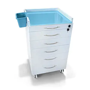 Salon Furniture Med Spa Stainless Steel Dental Cabinet Tempered Glass Top Rotate Trolley Cart Hospital Cabinet