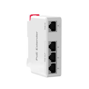 Repetidor/Extensor POE de 100M, Mini, Montaje en Riel, Categoría 5e IEEE802.3af/at, Salida de 25.5W, 1 Entrada y 3 Salidas, 100Mbps - Product Image 1