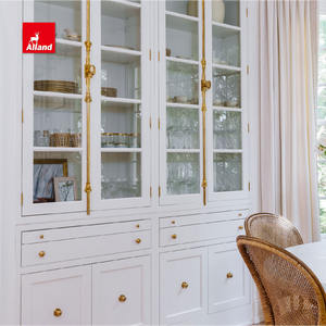 AllandCabinet French Villa Square Frosty White Golden Handle Armoire de cuisine en <span class=keywords><strong>bois</strong></span> massif - Product Image 6