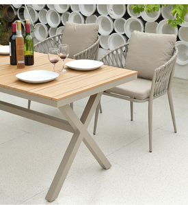 Barato restaurante café bistró cuerda tejido al aire libre 6 + 1 Juego de comedor - Product Image 6