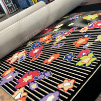 Tapis de luxe pour hôtel, design bleu et or, tissé à la machine en jacquard Axminster pour chambre VVIP et salon