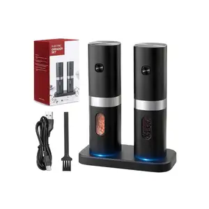 Two Mounting Combination Rechargeable Stainless Steel USB Electric Gravity Salt And Pepper Grinder