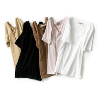T-shirts ajustés en tissu tricoté personnalisés pour femmes, en Spandex/Coton, écologiques, anti-boulochage, avec broderie de logo, vente en gros