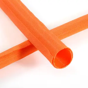 JDD supplied orange self closing harness wrap expandable automotive braided cable management sleeve covers