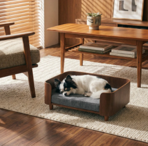 Hundesofa Haustierbett für Kleine & Mittelgroße Hunde Katzen Wasserdicht & Wärmend Für Alle Jahreszeiten Innenbereich Abnehmbarer Bezug Solides Design Holz - Product Image 1