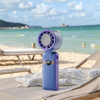 Ventilateur portable pliable M8 à affichage numérique, recharge USB, haute vitesse, 3000 mA, avec fonction de refroidissement par glace pour voiture, en plastique