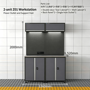 Armoire de rangement pour outils robuste, armoire en acier à double porte avec serrure, étagères réglables pour garage, atelier, réparation automobile - Product Image 2