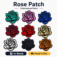 Lot de patchs thermocollants brodés faits main, motifs floraux rétro, emblèmes de roses scintillantes, 10 couleurs, autocollants en tissu pour casquettes de camionneur, vente en gros