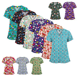 Set di Scrub stampati con scollo a V elasticizzato in poliestere Rayon per uniformi ospedaliere da salone di bellezza per bambini - Product Image 5