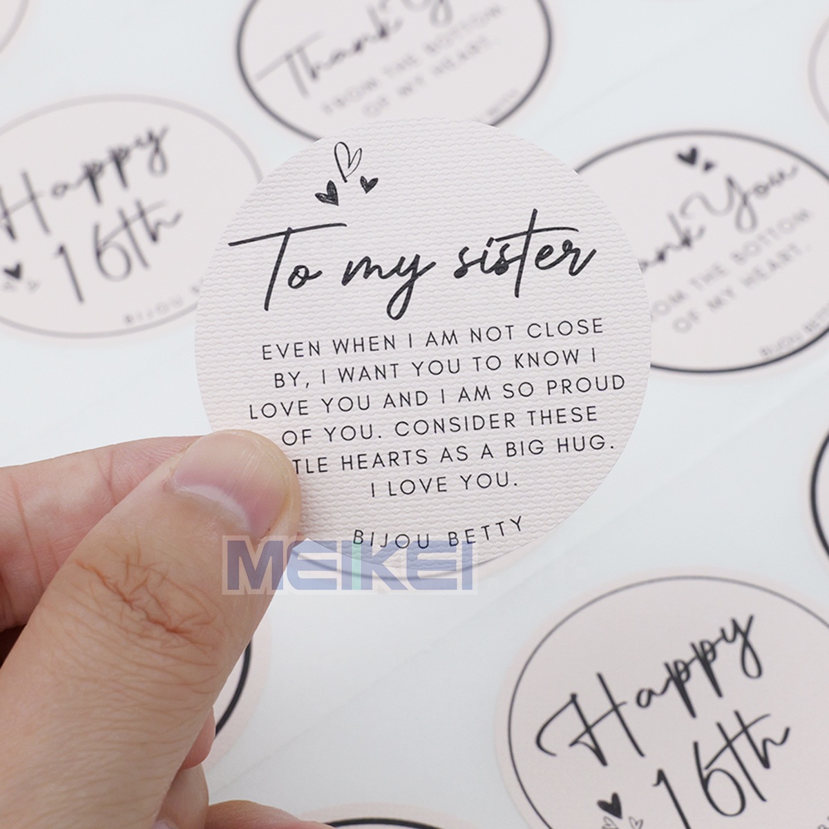 stickers labels embossed