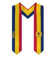Écharpe de graduation personnalisée avec le drapeau du Tchad, en polyester de haute qualité, idéale pour les célébrations de remise de diplômes
