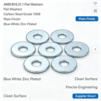 XH Brand DIN ISO Standard Flat Washers Grade 1008 Carbon Steel Blue White Zinc Plated Chamfered Edge Industrial Plain Washers