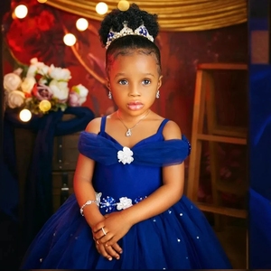 <span class=keywords><strong>Vestidos</strong></span> de niña de las flores <span class=keywords><strong>azul</strong></span> real estilo princesa <span class=keywords><strong>para</strong></span> boda, personalizados con cuentas y tul, vestido de gala <span class=keywords><strong>para</strong></span> <span class=keywords><strong>niñas</strong></span> pequeñas, ropa formal infantil - Product Image 4