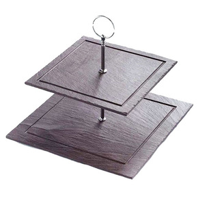Top Sellers Online Competitive Price Directly Slate Round 2 Tiers Slate Cake <strong>Stand</strong> - Product Image 1