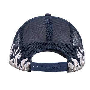कस्टम y2k स्ट्रीटवियर आग लौ कढ़ाई ट्राकर हैट मेष बैक स्नैपबैक कैप - Product Image 4