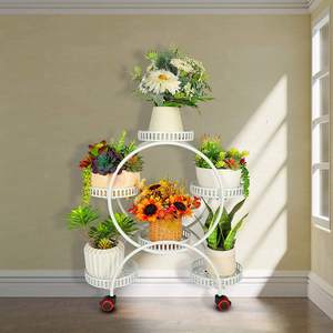 6つの鉢植え用メタルプラントスタンドラック、屋内植物用フラワースタンド、屋外プラントスタンド、パティオガーデンリビングルーム用 - Product Image 2