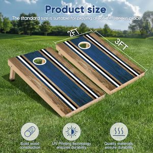 Artisanat du bois, <span class=keywords><strong>jeu</strong></span> <span class=keywords><strong>de</strong></span> cornhole en bois massif <span class=keywords><strong>de</strong></span> taille réglementaire, 4x2 pieds, <span class=keywords><strong>jeu</strong></span> <span class=keywords><strong>de</strong></span> lancer en plein air avec 8 sacs <span class=keywords><strong>de</strong></span> haricots, prêt à jouer, artisanat du bois - Product Image 2