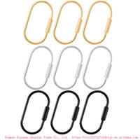 Porte-clés en laiton doré 30x60mm avec clips de verrouillage sécurisés à vis, fermoir antivol, ovale, breloque de sac, support de clés