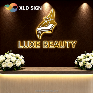 Letrero Personalizado con <span class=keywords><strong>Diseño</strong></span> Interior, Logotipo LED para Pared, <span class=keywords><strong>Letreros</strong></span> Retroiluminados de Metal Dorado para Decoración de Salón de Belleza y SPA - Product Image 2