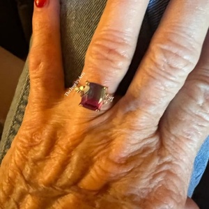 Anillo de Turmalina Sandía con Corte Cojín, Anillo de Cuarzo Doble de Turmalina, Joyería de Plata de Ley 925 con Piedra Bicolor - Product Image 3