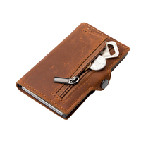Dompet Kartu Kredit Tipis Casekey Custom RFID NFC Protection Pop up Slim Cartera Para Hombre Minimalis Dengan Kantong Resleting