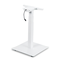 Bureau debout moderne à une seule jambe, réglable en hauteur, structure en acier inoxydable, surface de travail mobile et relevable, usage commercial