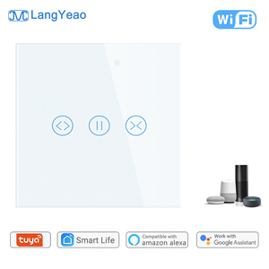Interrupteur intelligent Wi-Fi pour rideaux LangYeao en verre trempé, 400W, compatible Alexa Google Home, mode minuterie et scénario, 4 couleurs - Product Image 1