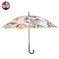 Nouveautés : Parapluie japonais droit coupe-vent en pongé plastique, semi-automatique, 95 cm, compact, motif sourire