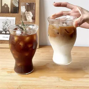 冷饮杯复古玻璃美式咖啡杯，大容量倒口腹杯