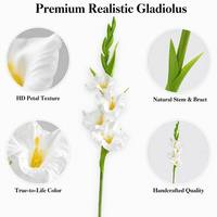 Gladiolus artificiels en PU de haute qualité, style bohème, blanc, 55 cm, fleurs artificielles pour la décoration de la maison, des mariages, des restaurants et des hôtels