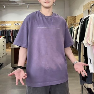 T-shirt Oversize a Maniche Corte in Maglia Lavata Resistente con Collo Rotondo Ampio, Stile American Cool Per il Travestimento - Product Image 4