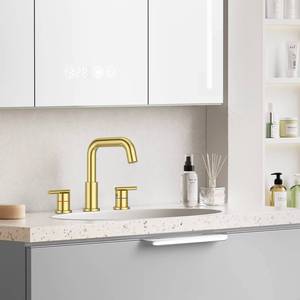 Grifo de Lavabo Cascada de Acero Inoxidable 304 con 3 Orificios, Color Dorado, para Baño, con Certificación CUPC - Product Image 6