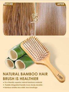 Custom Logo Bamboo <strong>Hair</strong> Brush Air Cushion <strong>Comb</strong> Detangling <strong>Hair</strong> Brush Natural Bamboo Paddle Brush Make <strong>Hair</strong> Smooth For Women - Product Image 4