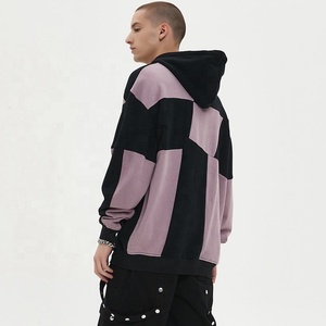 Sweat à capuche unisexe surdimensionné en polyester/coton, style streetwear d'hiver pour homme, avec effet 3D, motif arc-en-ciel et surpiqûres contrastées irrégulières, directement de l'usine - Product Image 1