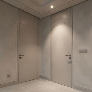 Porte intérieure moderne minimaliste en HPL avec cadre gris mat alliant élégance contemporaine et savoir-faire durable. - Product Image 4