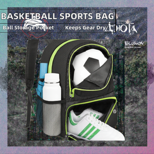 Sac à dos de sport unisexe à grande capacité, imperméable, à motif géométrique, antivol, pour le basketball, avec rangement pour ballon - Product Image 2
