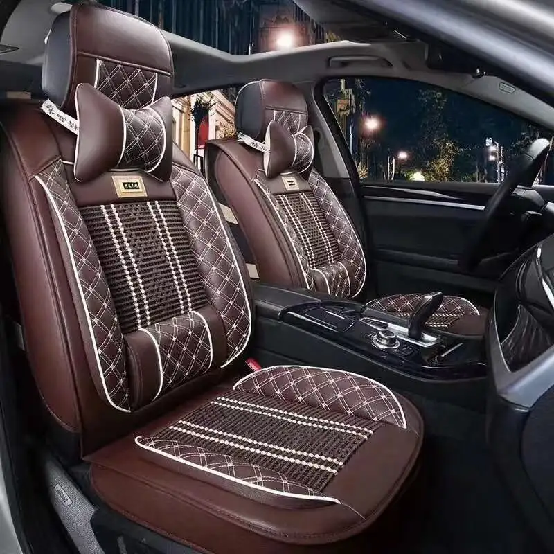 Car accessories Universal luxury leather car seat cushion automotive vehicle cushion cover Breathable Car Seat Cover interior 6D