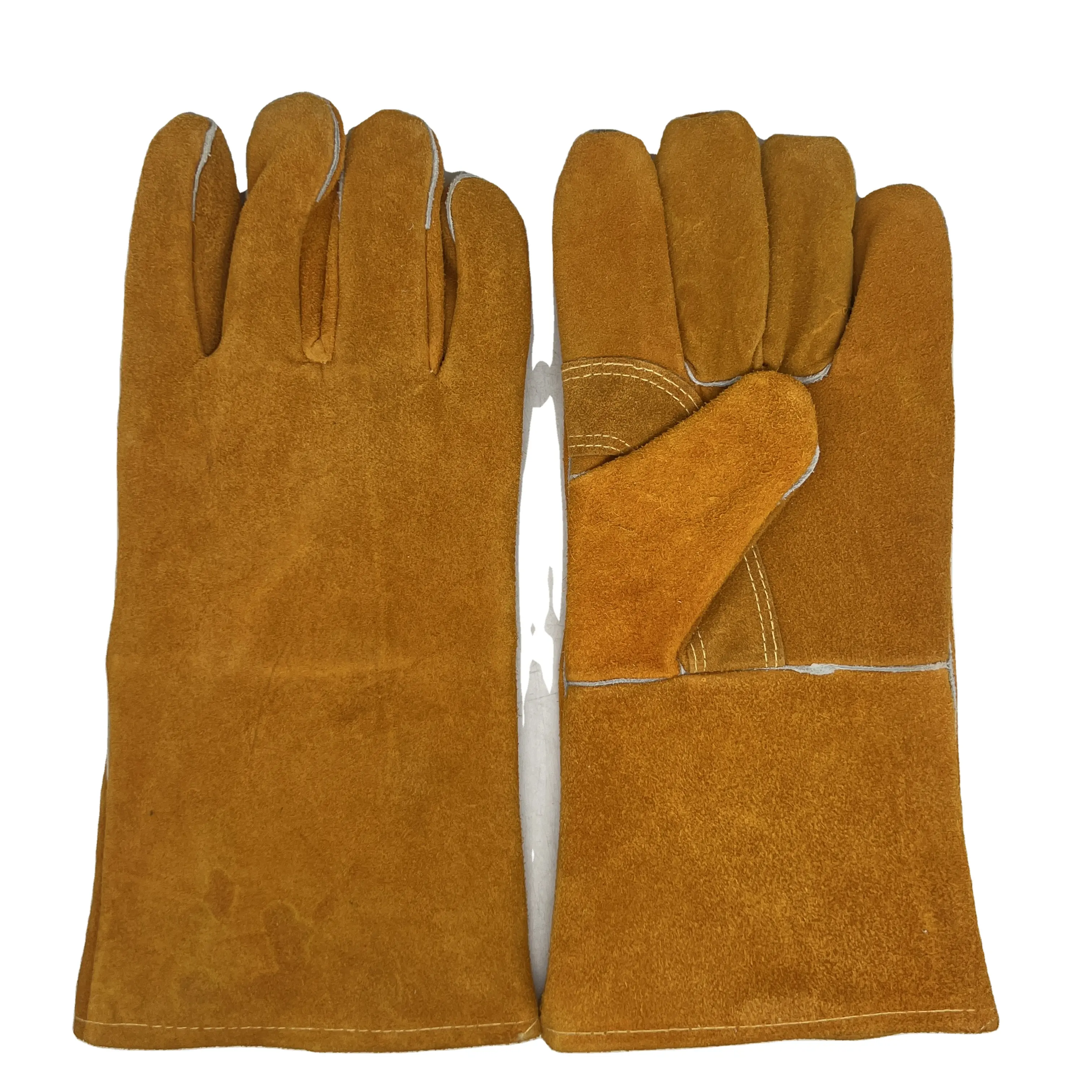 Mannen Warmte Isolatie Koe Split Lederen Hitte Brandwerende Arbeid Bescherming Handschoenen 14 Inch 16 Inch Handschoenen