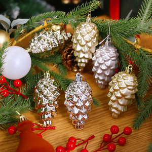 New 9cm <b>Plastic</b> Pine Cones Christmas Ornaments 8Pcs Gloss Matte Xmas Balls <b>Tree</b> Hanging Holiday Decor - Product Image 1
