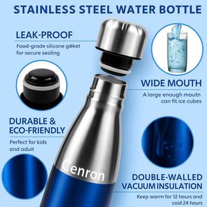 Botella de Agua Ecológica de Acero Inoxidable de 17 oz, Rendimiento Térmico de 12-24 Horas, Aislamiento al Vacío, Resistente al Sudor, Apta para Portavasos - Product Image 6