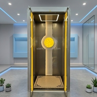 Ascenseur résidentiel avec porte vitrée à ouverture centrale, ascenseur panoramique à traction sans engrenages MRL pour la maison