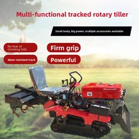 Micro-motoculteur agricole multifonctionnel, petit modèle domestique, pour le labourage, le semis et le creusement de tranchées, de type chenillé, à double usage