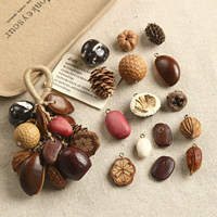 Bijoux perlés DIY en texture naturelle de coquille de noix, tressés, avec pendentifs haricot de la paix et écorce d'acorn, pour colliers, boucles d'oreilles et chaînes de pull